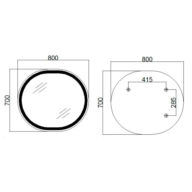Дзеркало Qtap Gemini 800х700 з LED-підсвічуванням Touch, з антизапотіванням, з димером, рег. темп. кольору (3000-6500K) Reverse QT2578R8072B