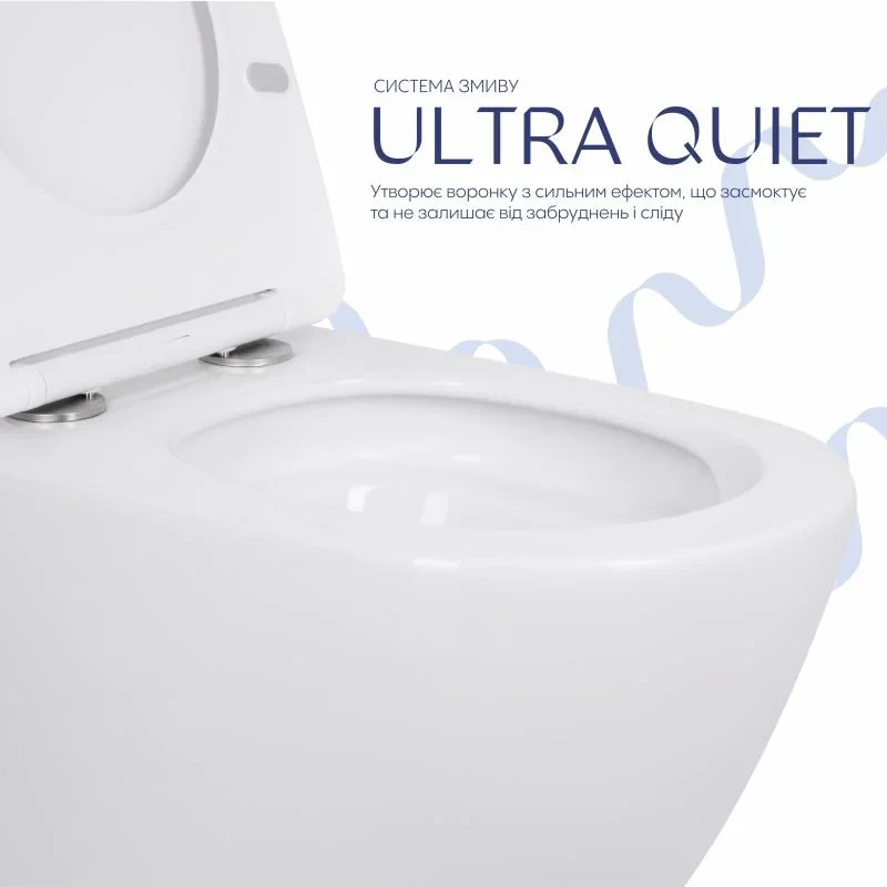 Унітаз підлоговий Qtap Robin безбачковий Ultra Quiet безобідковий безобідковий з сидінням Soft-close WHITE QT13223381AW