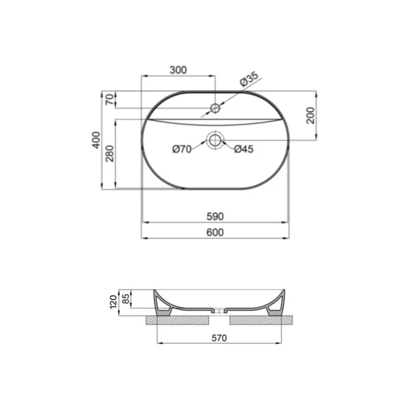 Раковина Qtap Scorpio 600х400х120 White QT14118045W