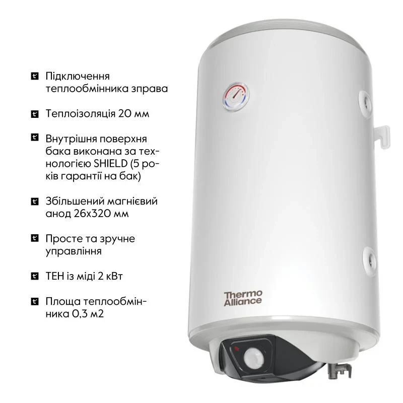 Водонагрівач електричний комбінований Thermo Alliance вертикальний 80 л. т.о. 0,24 кв.м правий, мокрий ТЕН 2,0 кВт (CWH 8044 4S R)