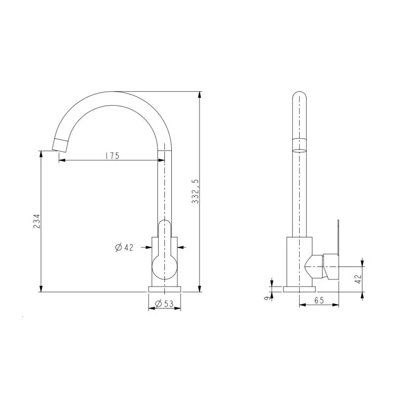 Смеситель для кухни U-образный Brinex Pure 015F U-образный  Chrome BRIPUR015FCRM