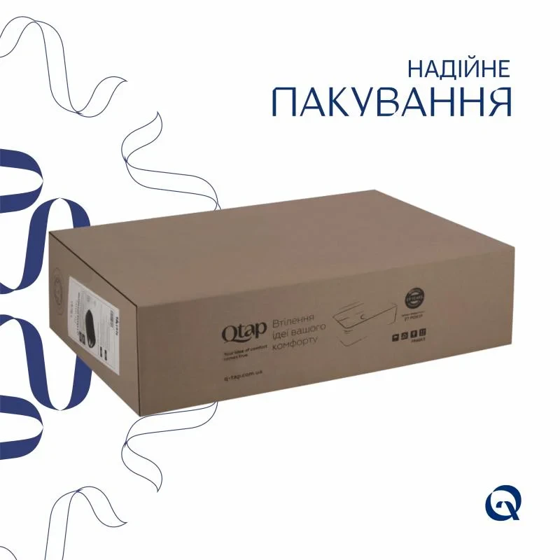 Комплект Qtap Robin: Раковина накладная прямоугольная 600x390x150 мм Matt Black + Донный клапан PU03