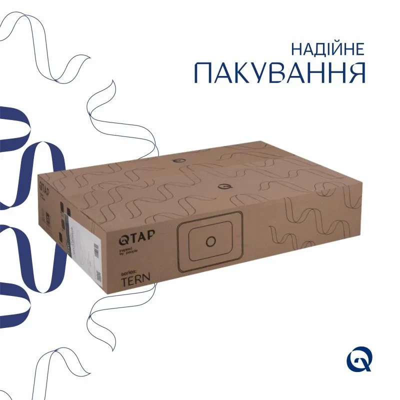 Комплект Qtap Tern: Раковина накладная прямоугольная 600x400x110 мм WHITE + Донный клапан PU02