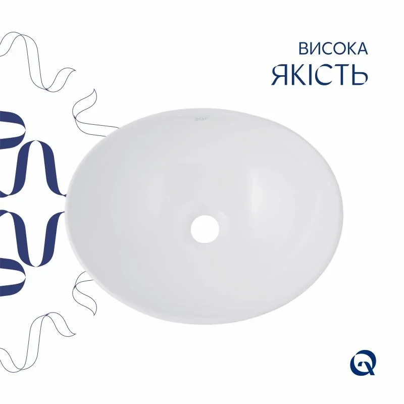 Комплект Qtap Dove: Раковина накладна овальна 415x340x140 мм White + Донний клапан PU02