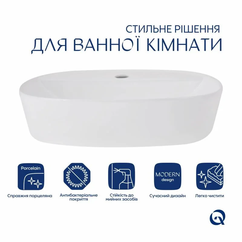 Комплект Qtap Scorpio: Раковина накладна овальна 500x380x120 мм White + Донний клапан PU02