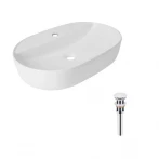 Комплект Qtap Scorpio: Раковина накладна овальна 600х400х120 мм White + Донний клапан PU02