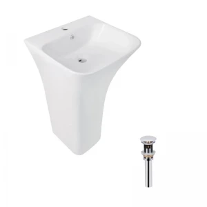 Комплект Qtap Crow: Раковина напольна моноблок 445x420x840 мм White + Донний клапан PU02O