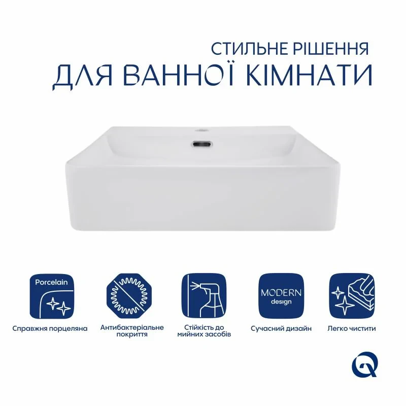 Комплект Qtap Nando LT: Раковина підвісна прамокутна 500х420х130 мм White + Донний клапан PU02O