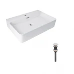 Комплект Qtap Nando LT: Раковина підвісна прамокутна 610х420х140 мм White + Донний клапан PU02O