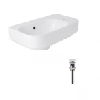 Комплект Qtap Tern: Раковина підвісна прамокутна права 450х250х158 мм White + Донний клапан PU02O