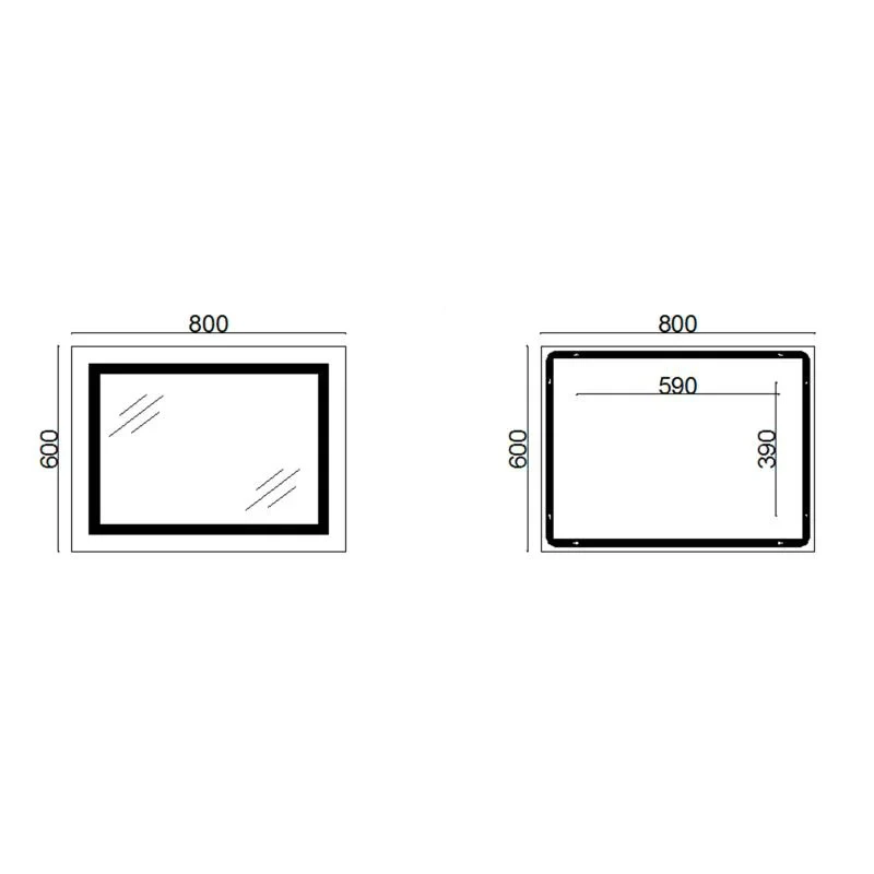 Дзеркало Lidz Kubis 800х600 з LED-підсвічуванням Touch, з антизапотіванням, з димером, рег. яскравості LD78LF9047400