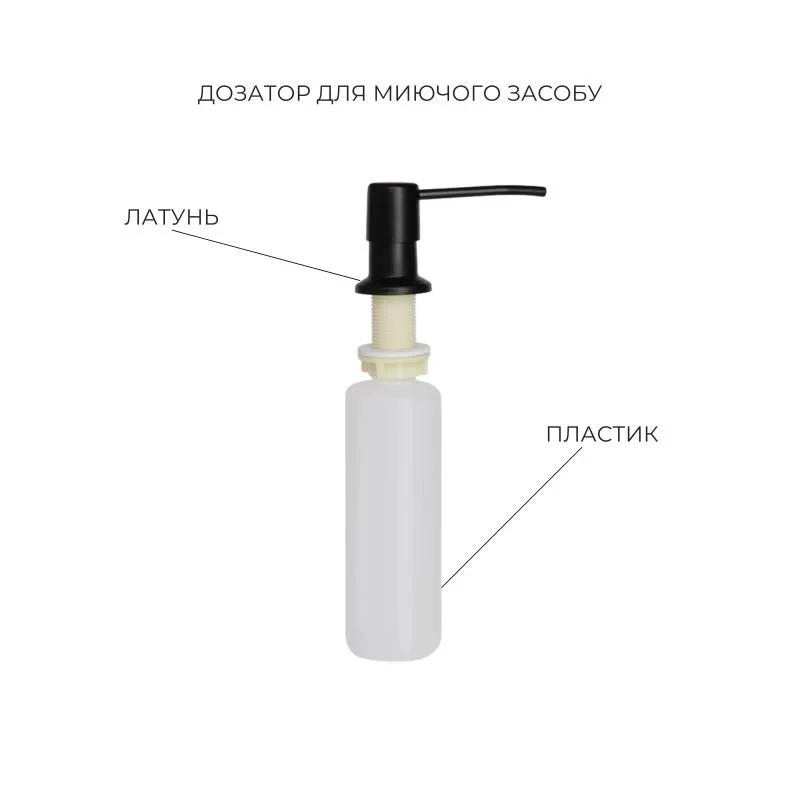 Комплект Lidz Handmade H7849BL Мийка для кухні інтегрована крило зліва BlackPVD у комплекті з дозатором + Lidz K01B Корзина для кухонної мийки