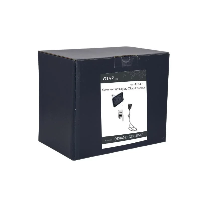 Комплект для душу Qtap Stenava Chrome: Змішувач QTST6245102DC + Лійки (QTRUC125CRM45954,QTHLA107CRM45784) + Шланг QTHADPVC200C + QTCRMBH130