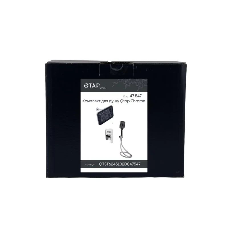Комплект для душу Qtap Stenava Chrome: Змішувач QTST6245102DC + Лійки (QTRUC125CRM45954,QTHLA107CRM45784) + Шланг QTHADPVC200C + QTCRMBH130