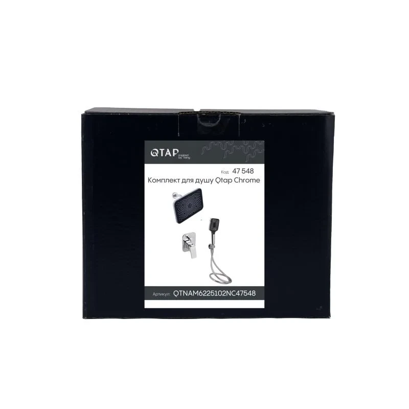 Комплект для душу Qtap Namesti Chrome: Змішувач QTNAM6225102NC + Лійки (QTRUC125CRM45954,QTHLA107CRM45784) + Шланг QTHADPVC200C + QTCRMBH130