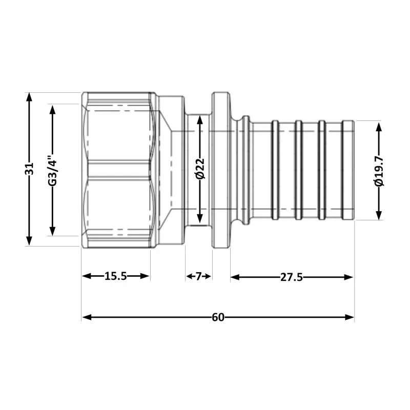 Переходних под натяжную гильзу Icma №1033 d25х3,5-3/4