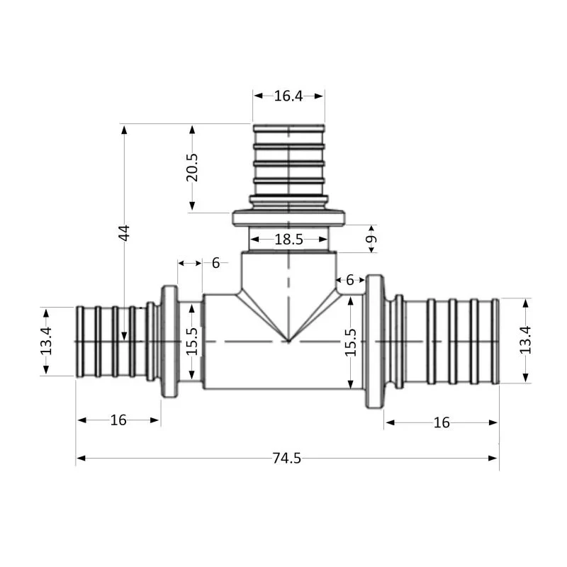Тройник натяжной Icma №1039 d16х20х16 851039BOGWBO05