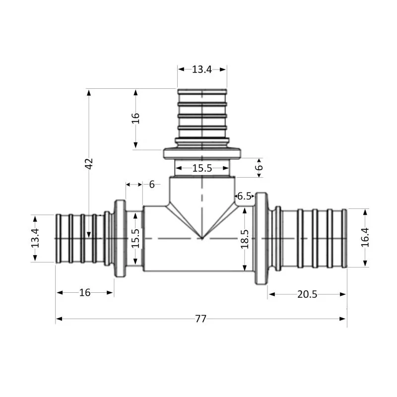 Тройник натяжной Icma №1039 d20х16х16 851039GWBOBO0