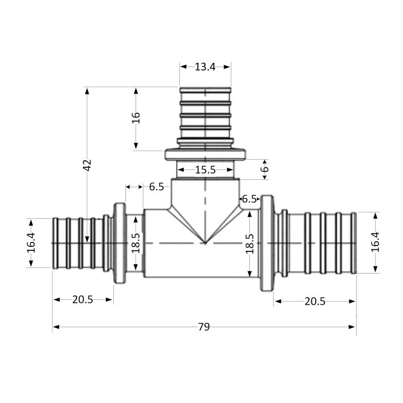 Тройник натяжной Icma №1039 d20х16х20 851039GWBOGW05