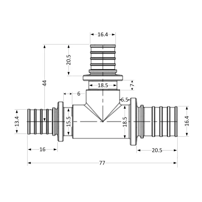 Тройник натяжной Icma №1039 d20х20х16 851039GWGWBO05