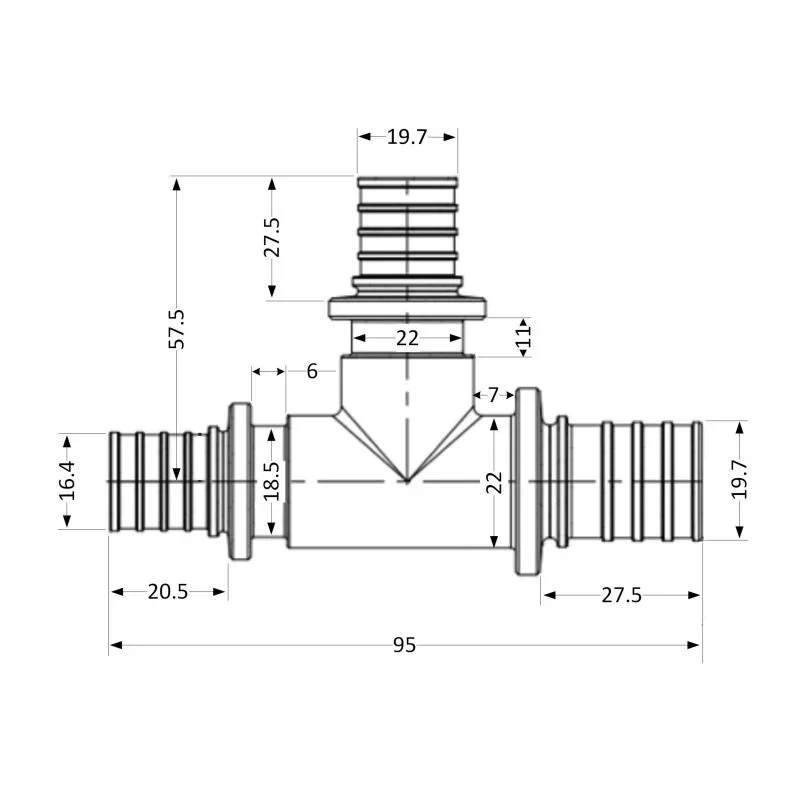 Тройник натяжной Icma №1039 d25х25х20 851039GXGXGW05