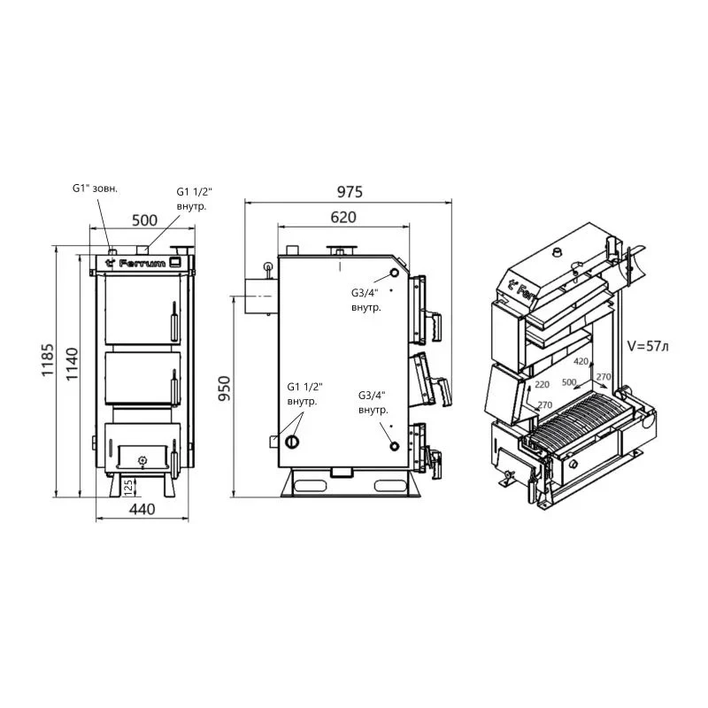 Котел твердопаливний сталевий Thermo Alliance Ferrum V 5.0 FSF 16