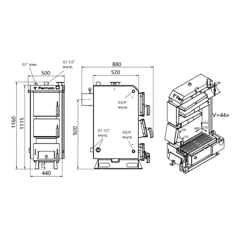 Котел твердопаливний сталевий Thermo Alliance Ferrum V 5.0 FSF 12