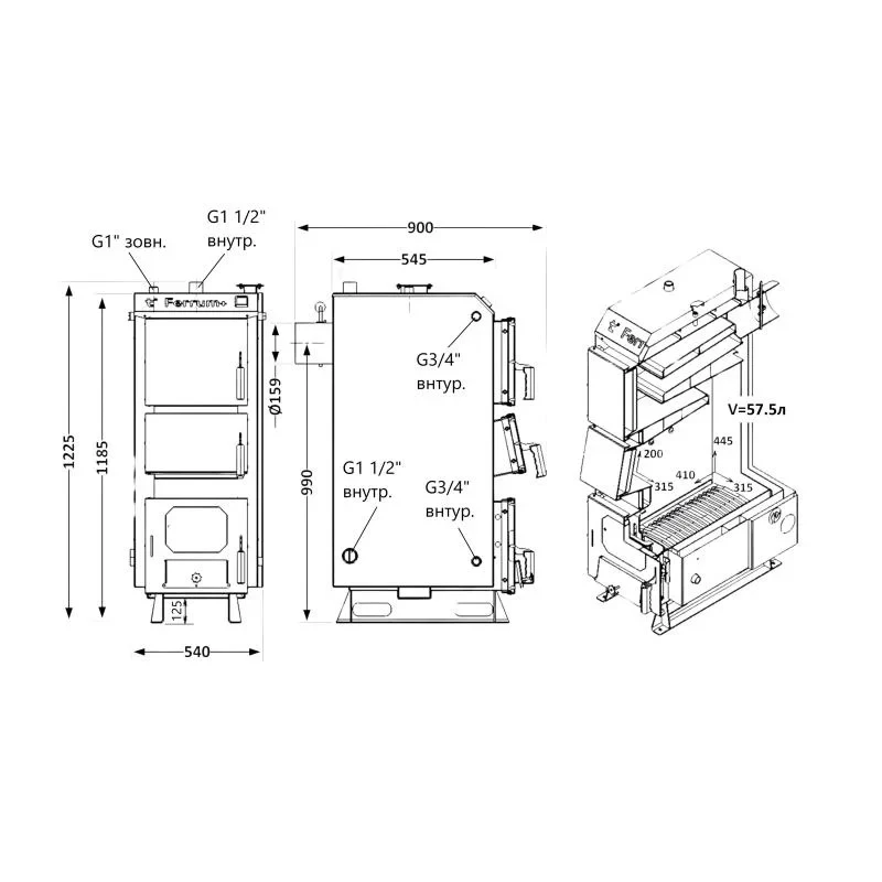 Котел твердопаливний сталевий Thermo Alliance Ferrum Plus V 5.0 FSF+ 14