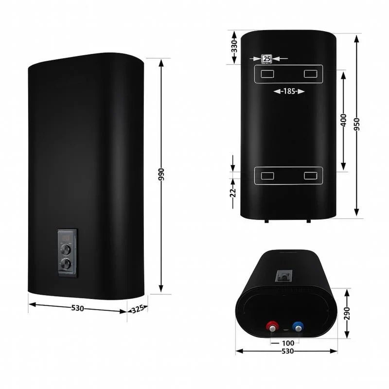 Водонагрівач електричний Thermo Alliance 80 л, Black, плоский, вертикальний, сухий ТЕН 2 кВт (0,8+1,2) DT80V20GPDD2B