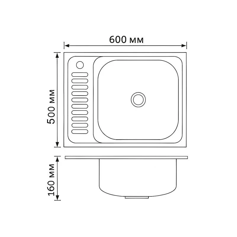 Кухонна мийка Brinex 6050-R 0,6 мм Satin (BRIN6050RSAT06)