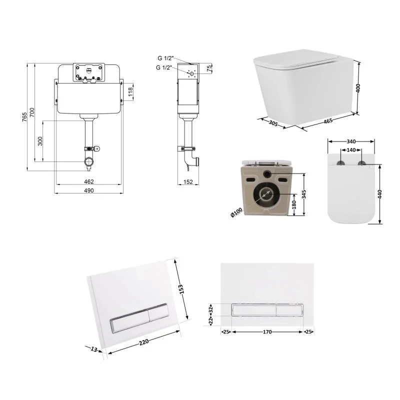 Готове рішення Qtap для ванної кімнати: Унітаз напольний Tern Ultra Quiet QT17223303AW + інсталяція QT0122490S+ клавіша QT0111M08V1384W