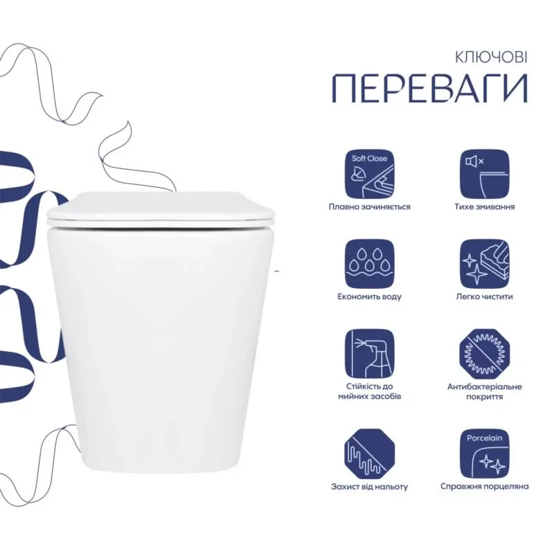 Готове рішення Qtap для ванної кімнати: Унітаз напольний Tern Ultra Quiet QT17223303AW + інсталяція QT0122490S+ клавіша QT0111M08V1384W