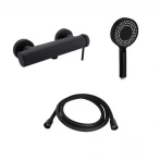 Комплект Qtap Robin Black Matt: Смеситель QTROB4060102B + Шланг QTHADPVCSQ160B + Лейка QTRUC125BLM45951