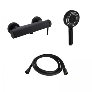Комплект Qtap Robin Black Matt: Смеситель QTROB4060102B + Шланг QTHADPVCSQ160B + Лейка QTRUC125BLM45951