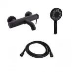 Комплект для ванной комнаты Qtap Robin Black Matt: Смеситель QTROB3060102B + Шланг QTHADPVCSQ160B +Лейка QTRUC125BLM45951