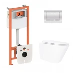 Готове рішення Qtap для ванної кімнати: підвісний унітаз Swan Ultra Quiet 520x360x320 + комплект інсталяції Nest 4 в 1 (квадратна клавіша Chrome)