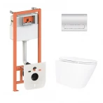 Готове рішення Qtap для ванної кімнати: підвісний унітаз Swan Ultra Quiet 520x360x320 + комплект інсталяції Nest 4 в 1 (лінійна клавіша Chrome)