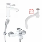 Комплект для Ванної Latwa: Змішувач для раковини LDLAT001WHI45423 + Змішувач для Ванної LDLAT006WHI45424
