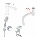Комплект для Ванної Latwa: Змішувач для раковини LDLAT001WHI45423 + Змішувач для Ванної LDLAT010WHI45426