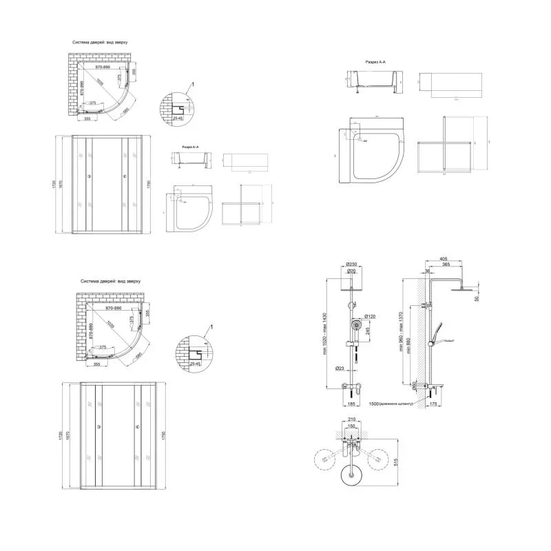 Комплект для душевой Latwa: Душевая кабина LLSC9090SATMIDGR2SET+Душевая система на 3 потребителя LDLAT1030CRM45417