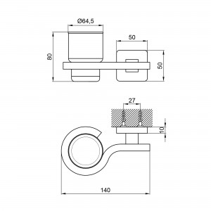 Склянка з тримачем Lidz 122 0401 настінний (матове скло) LD1220401CRM35754 Chrome