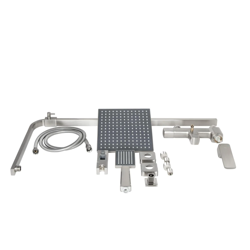 Душова система для кабіни Qtap Capricorn на три споживача (з виливом) 53103KNN Brushed Nickel PVD