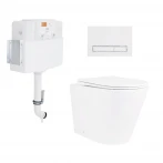 Готове рішення Qtap для ванної кімнати: Унітаз напольний Swan Rimless QT16223178W + інсталяція QT0122490S+ клавіша QT0111M08V1384W