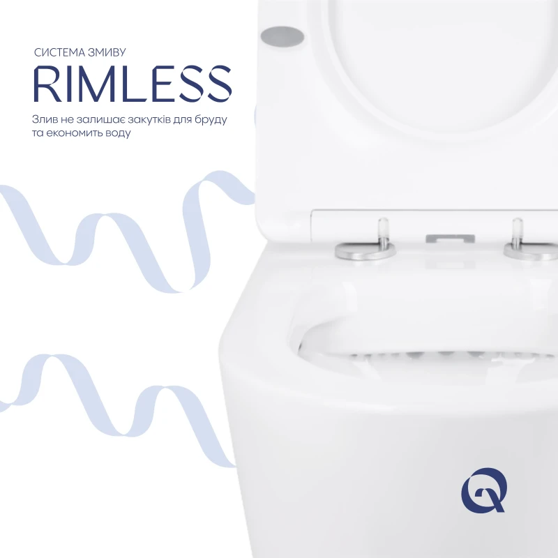 Готове рішення Qtap для ванної кімнати: Унітаз напольний Swan Rimless QT16223178W + інсталяція QT0122490S+ клавіша QT0111M08V1384W