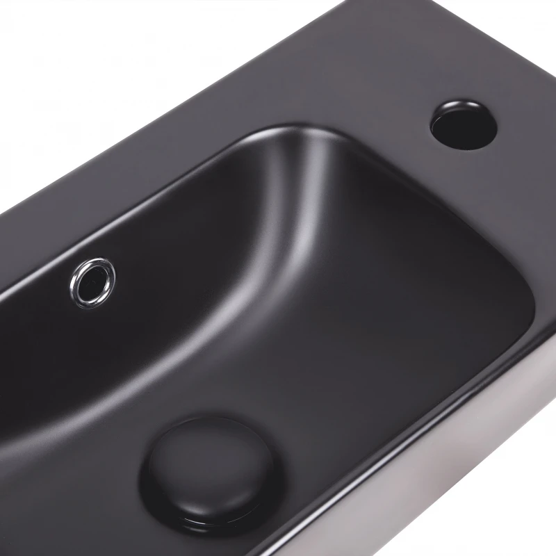 Раковина Qtap Tern 450х260х155 Matt black с донным клапаном QT17115117RMB