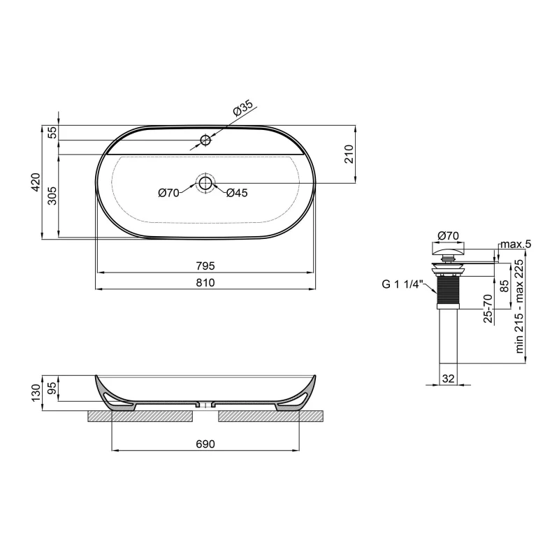 Раковина-чаша Qtap Scorpio 815х410х135 White с донным клапаном QT142203PW