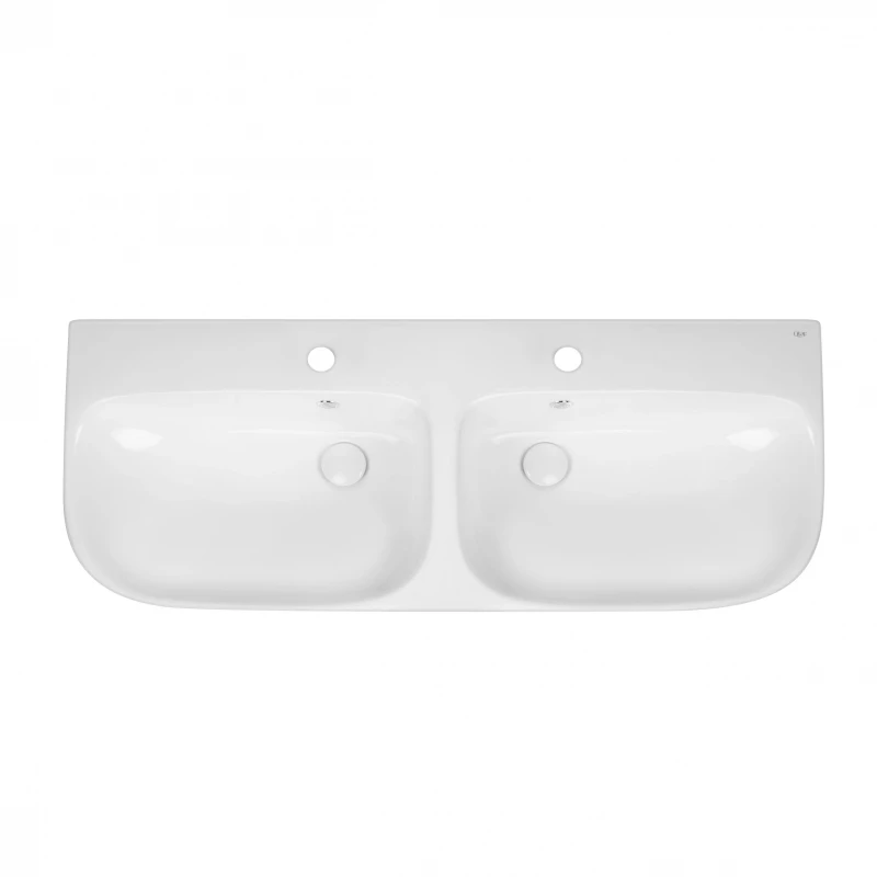 Раковина подвесная моноблок двойная Qtap Virgo 1000х410х360 White с донным клапаном QT1811G760W