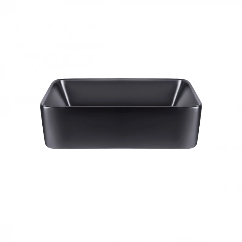 Раковина-чаша Qtap Tern 475х370х140 Matt black з донним клапаном QT172074MBMB