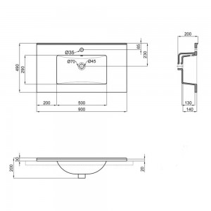 Раковина Qtap Albatross E49 900х490х200 White без донного клапана QT01119090E49W1