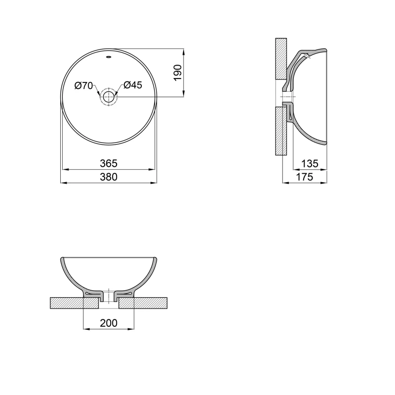 Раковина-чаша Qtap Robin 383х383х175 White QT1311L408WN
